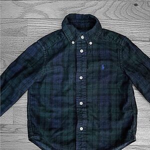 Polo by Ralph Lauren Navy and Green Striped Shirt